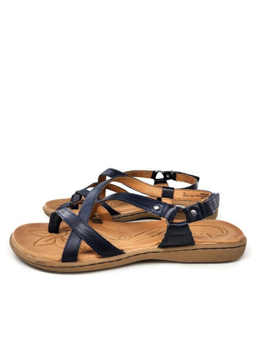 b.o.c. Born Navy Blue Strappy Toe-Post Slingback Flat Sandals - Picture 2 of 11